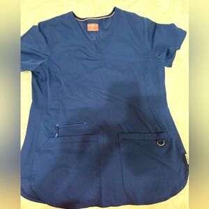Women's Blue V-Neck Scrub Top